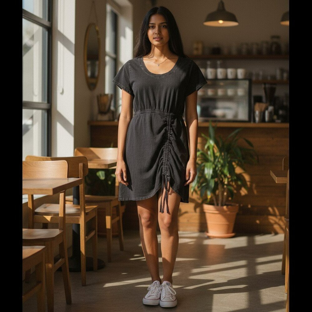 Design History Womens Small Black Short Sleeve Mini Casual Dress Size S